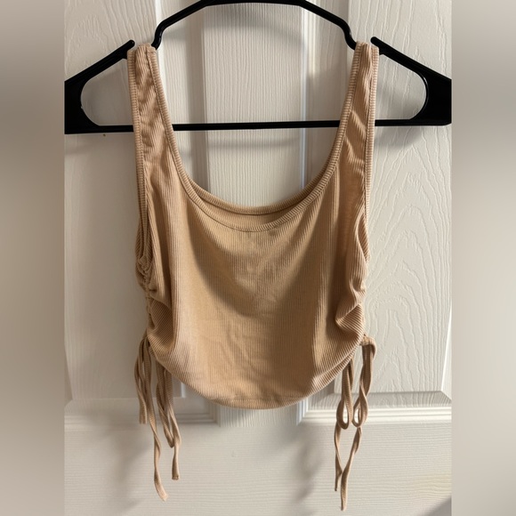 SHEIN Tan Ruched Crop Tank Top - Picture 2 of 4